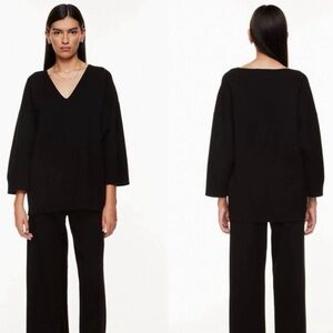 Aritzia Wilfred Free Black Souvenir 3/4 Sleeve Knit Sweater